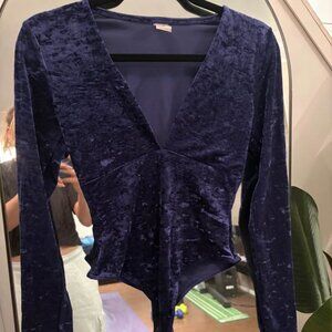 TNA Navy Crushed Velvet Bodysuit